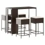 Juego de bar de jardín de 5 piezas con cojines ratán PE marrón de , Conjuntos de jardín - Ref: Foro24-3261491, Precio: 320,77...