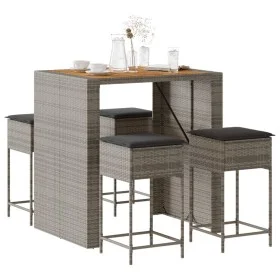 Juego de bar de jardín 5 piezas con cojines ratán PE gris by , Garden sets - Ref: Foro24-3261516, Price: 428,19 €, Discount: %
