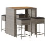 Juego de bar de jardín 5 piezas con cojines ratán PE gris by , Garden sets - Ref: Foro24-3261516, Price: 410,26 €, Discount: %