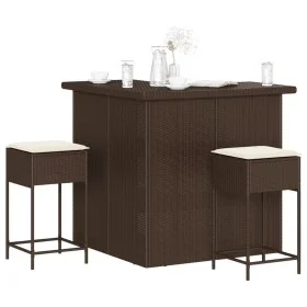 3-teiliges Gartenset mit braunen PE-Rattan-Kissen von , Gartensets - Ref: Foro24-3261500, Preis: 293,93 €, Rabatt: %