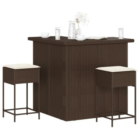 Juego de bar de jardín de 3 piezas con cojines ratán PE marrón by , Garden sets - Ref: Foro24-3261500, Price: 291,26 €, Disco...