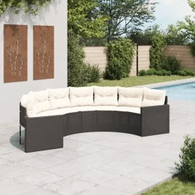 Sofá de jardín semicircular con cojines ratán sintético negro by , Outdoor sofas - Ref: Foro24-3318513, Price: 440,49 €, Disc...