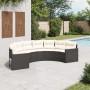Halbrundes Gartensofa mit schwarzen Kissen aus synthetischem Rattan. von , Outdoor-Sofas - Ref: Foro24-3318513, Preis: 371,52...