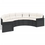 Halbrundes Gartensofa mit schwarzen Kissen aus synthetischem Rattan. von , Outdoor-Sofas - Ref: Foro24-3318513, Preis: 371,52...
