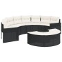 Halbrundes Gartensofa mit schwarzen Kissen aus synthetischem Rattan. von , Outdoor-Sofas - Ref: Foro24-3318513, Preis: 371,52...