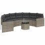 Halbrundes Gartensofa mit Tisch und grauen PE-Rattan-Kissen. von , Outdoor-Sofas - Ref: Foro24-3318518, Preis: 408,83 €, Raba...