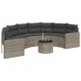 Sofá de jardín semicircular con mesa y cojines ratán PE gris by , Outdoor sofas - Ref: Foro24-3318518, Price: 484,75 €, Disco...