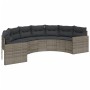 Sofá de jardín semicircular con mesa y cojines ratán PE gris de , Sofás de exterior - Ref: Foro24-3318518, Precio: 434,69 €