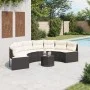 Sofá de jardín semicircular con mesa y cojines ratán PE negro by , Outdoor sofas - Ref: Foro24-3318526, Price: 456,74 €, Disc...
