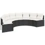 Sofá de jardín semicircular con mesa y cojines ratán PE negro by , Outdoor sofas - Ref: Foro24-3318526, Price: 456,74 €, Disc...