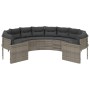Sofá de jardín redondo con cojines ratán sintético gris de , Sofás de exterior - Ref: Foro24-3318532, Precio: 523,80 €