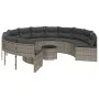 Sofá de jardín redondo con mesa y cojines ratán PE gris by , Outdoor sofas - Ref: Foro24-3318545, Price: 673,20 €, Discount: %
