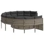 Sofá de jardín redondo con mesa y cojines ratán PE gris by , Outdoor sofas - Ref: Foro24-3318545, Price: 673,20 €, Discount: %