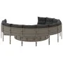 Sofá de jardín redondo con mesa y cojines ratán PE gris by , Outdoor sofas - Ref: Foro24-3318545, Price: 673,20 €, Discount: %