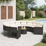 Sofá de jardín redondo con mesa y cojines ratán PE negro by , Outdoor sofas - Ref: Foro24-3318539, Price: 678,68 €, Discount: %