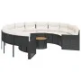 Sofá de jardín redondo con mesa y cojines ratán PE negro by , Outdoor sofas - Ref: Foro24-3318539, Price: 678,68 €, Discount: %