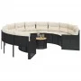 Sofá de jardín redondo con mesa y cojines ratán PE negro by , Outdoor sofas - Ref: Foro24-3318539, Price: 678,68 €, Discount: %