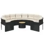 Sofá de jardín redondo con mesa y cojines ratán PE negro by , Outdoor sofas - Ref: Foro24-3318539, Price: 678,68 €, Discount: %
