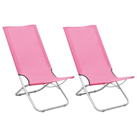 Sillas de playa plegables 2 unidades tela rosa