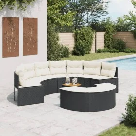 Halbrundes Gartensofa-Set, 3-teilig, aus schwarzem Kunststoff-Rattan. von , Outdoor-Sofas - Ref: Foro24-3262078, Preis: 607,3...