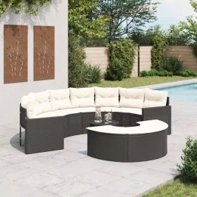 Set de sofá de jardín semicircular 3 pzas ratán sintético negro by , Outdoor sofas - Ref: Foro24-3262065, Price: 621,56 €, Di...