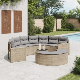 Set de sofá de jardín semicircular 3 pzas ratán sintético beige by , Outdoor sofas - Ref: Foro24-3262067, Price: 676,14 €, Di...