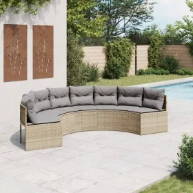 Sofá de jardín semicircular con cojines ratán sintético beige by , Outdoor sofas - Ref: Foro24-3318524, Price: 432,56 €, Disc...