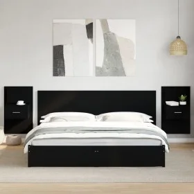 Wand-Nachttische mit LED-Lichtern, 2 Stück, Schwarz. von , Nachttische - Ref: Foro24-848160, Preis: 134,20 €, Rabatt: %