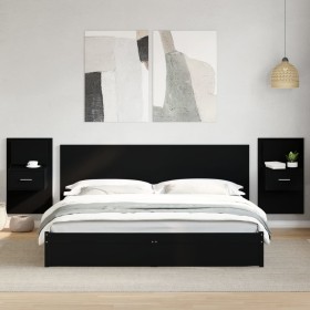 Wand-Nachttische mit LED-Lichtern, 2 Stück, Schwarz. von , Nachttische - Ref: Foro24-848160, Preis: 136,40 €, Rabatt: %