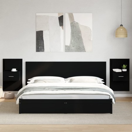 Mesitas de noche de pared con luces LED 2 unidades negro by , Nightstands - Ref: Foro24-848160, Price: 136,40 €, Discount: %