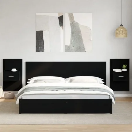 Mesitas de noche de pared con luces LED 2 unidades negro by , Nightstands - Ref: Foro24-848160, Price: 128,74 €, Discount: %