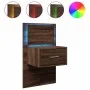 Mesita de noche de pared con luces LED roble marrón by , Nightstands - Ref: Foro24-848169, Price: 59,54 €, Discount: %