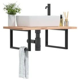 Soportes estante de lavabo 2 uds rectangular acero negro by , Supports and crossbars - Ref: Foro24-4007275, Price: 42,01 €, D...