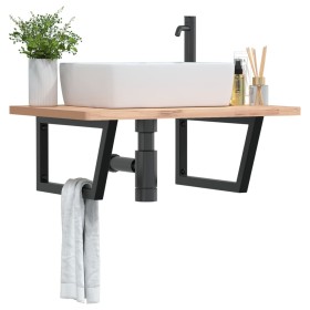 Soportes estante de lavabo 2 unidades trapecio acero negro by , Supports and crossbars - Ref: Foro24-4007289, Price: 46,36 €,...