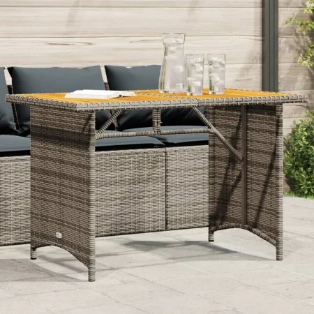 Mesa de jardín superficie de madera ratán PE gris 110x68x70 cm by , Garden tables - Ref: Foro24-366356, Price: 101,48 €, Disc...