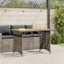 Mesa de jardín superficie de madera ratán PE gris 110x68x70 cm by , Garden tables - Ref: Foro24-366356, Price: 101,48 €, Disc...