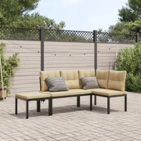 Bancos de jardín cojines 3 pzas acero recubrimiento polvo negro by , Garden sets - Ref: Foro24-3283653, Price: 247,99 €, Disc...