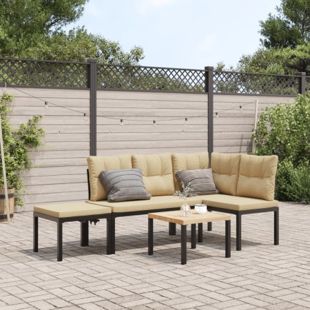 Bancos de jardín cojines 4 pzas acero recubrimiento polvo negro von , Gartensets - Ref: Foro24-3283651, Preis: 326,08 €, Raba...