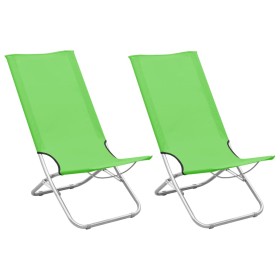 Folding beach chairs 2 units green fabric by vidaXL, Garden chairs - Ref: Foro24-310379, Price: 82,06 €, Discount: %