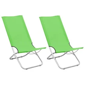 Folding beach chairs 2 units green fabric by vidaXL, Garden chairs - Ref: Foro24-310379, Price: 80,68 €, Discount: %