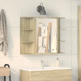 Armario de espejo baño contrachapada color roble 80x20,5x64 cm by , bathroom vanities - Ref: Foro24-849603, Price: 70,93 €, D...