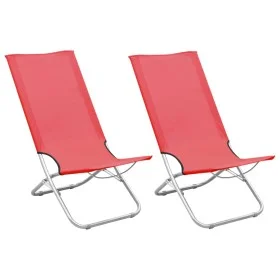 Klappbare Strandkörbe 2 Einheiten aus rotem Stoff von vidaXL, Gartenstühle - Ref: Foro24-310376, Preis: 74,91 €, Rabatt: %