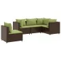 Set muebles de jardín 5 piezas y cojines ratán sintético marrón de , Conjuntos de jardín - Ref: Foro24-3308158, Precio: 423,7...