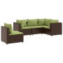 Set muebles de jardín 5 piezas y cojines ratán sintético marrón by , Garden sets - Ref: Foro24-3308158, Price: 431,46 €, Disc...