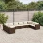 Set muebles de jardín 10 pzas y cojines ratán sintético marrón de , Conjuntos de jardín - Ref: Foro24-3308281, Precio: 652,58...