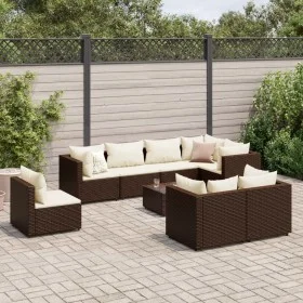 Set muebles de jardín 9 piezas y cojines ratán sintético marrón by , Garden sets - Ref: Foro24-3308201, Price: 615,41 €, Disc...
