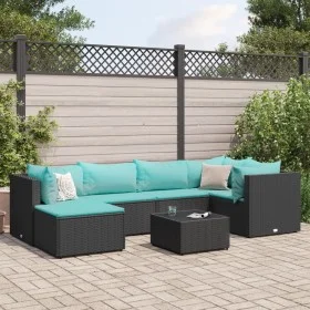 Set de muebles de jardín y cojines 7 pzas ratán sintético negro by , Garden sets - Ref: Foro24-3308220, Price: 476,05 €, Disc...