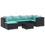 Gartenmöbel-Set und Kissen, 7-teilig, aus schwarzem Kunststoff-Rattan. von , Gartensets - Ref: Foro24-3308220, Preis: 482,22 ...