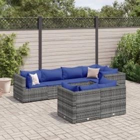 Gartenmöbel-Set 7-teilig und Kissen aus grauem Kunst-Rattan von , Gartensets - Ref: Foro24-3308191, Preis: 449,41 €, Rabatt: %