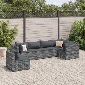 Set de muebles de jardín 6 pzas y cojines ratán sintético gris by , Garden sets - Ref: Foro24-3308170, Price: 431,52 €, Disco...